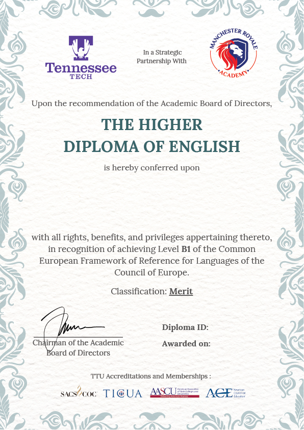 Example of the Enlish Diploma