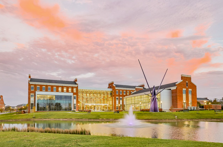 View of Ashraf Islam Engineering Building across the lake.