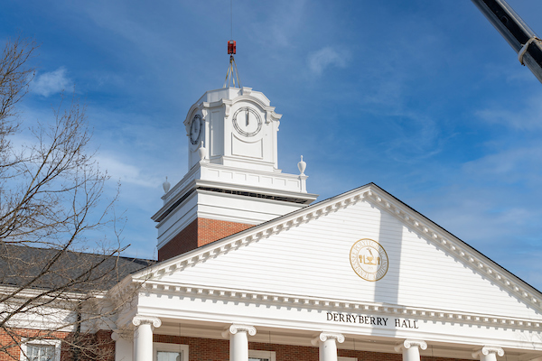 Installation photo of Derryberry Hall cupola replacement.