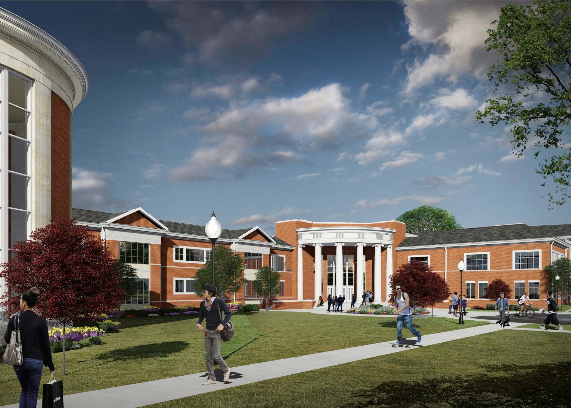 Rendering of fitness center north entry.