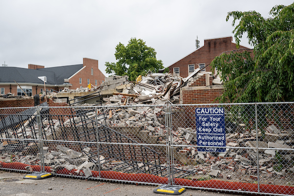 Photo of Foster Hall demolition.