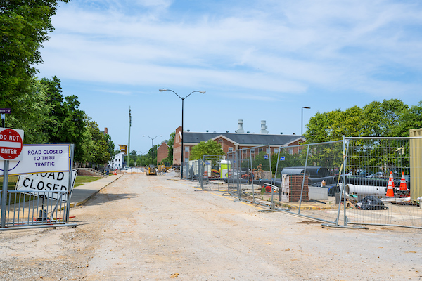 In-progress photo of construction on Peachtree Avenue project. 