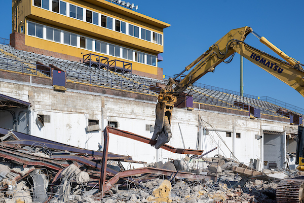 Photo of West Stadium demolition.