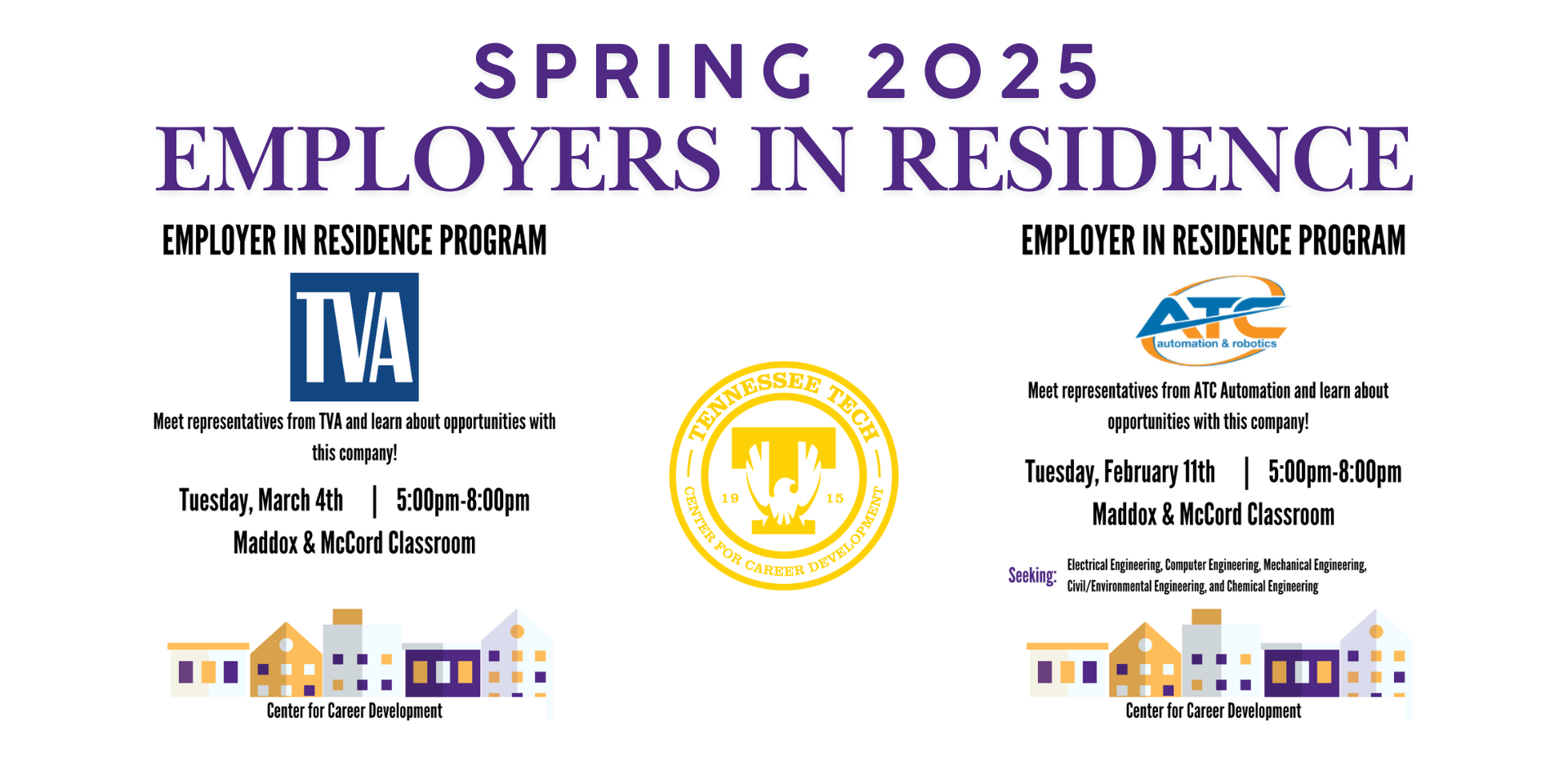 Spring 2025 Employers in Residence: TVA on March 4 and ATC on February 11