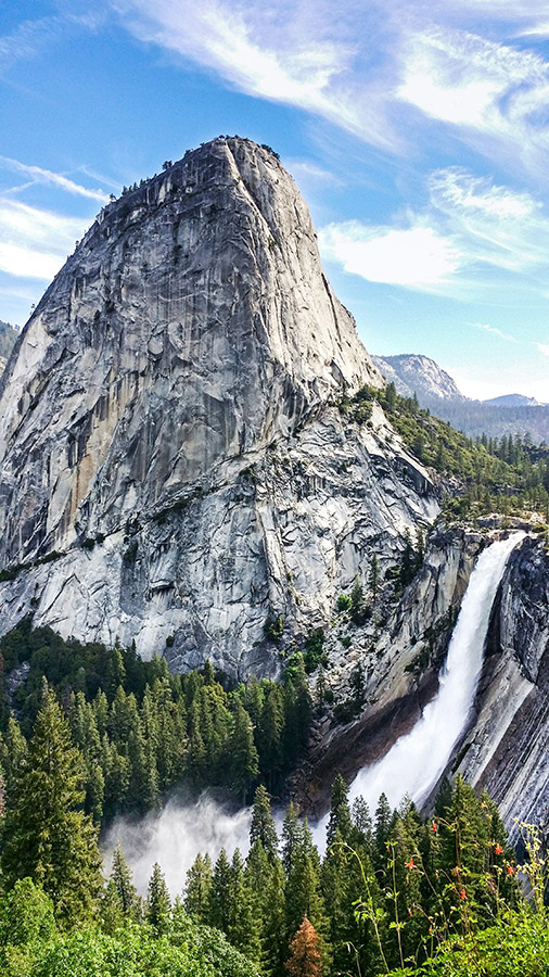 A view in Yosemite National Park of Nevada Falls.