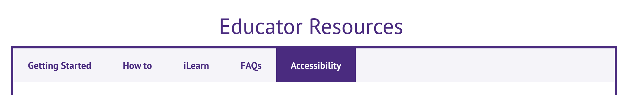 Screensot of accessibility tab on technology page. 