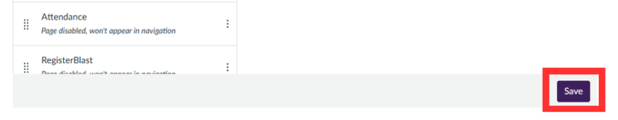 Save button highlighted on the Navigation page