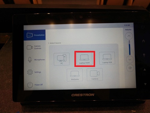 Classroom touch panel - Laptop HDMI