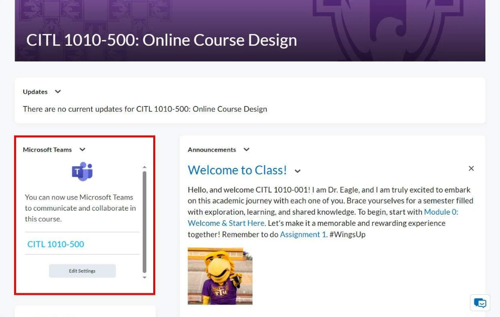 Teams connected inside iLearn Course Teams connected inside iLearn Course