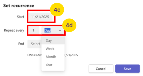 Select the Frequency of Recurrence Select the Frequency of Recurrence