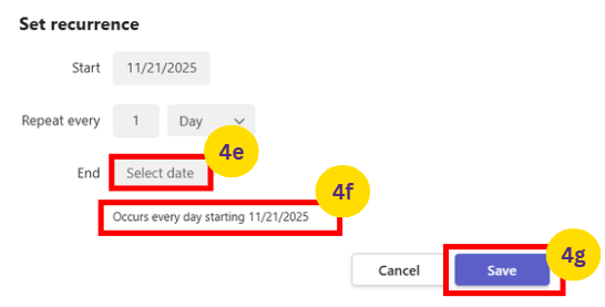 Finalize the Recurrence Details Finalize the Recurrence Details