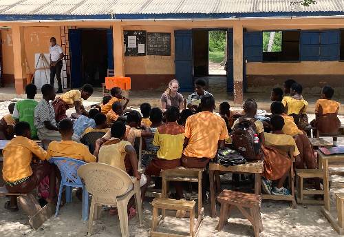 An outdoor classroom in Ghana.