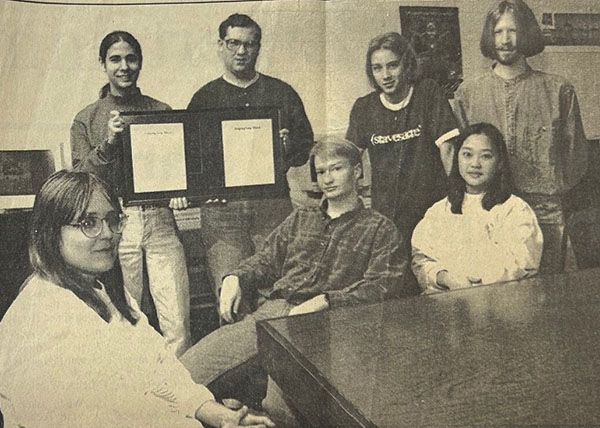 a black and white photo of former Computer Science students