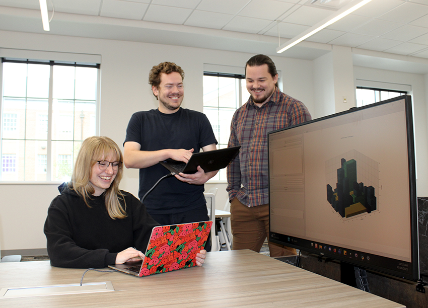 Students looking at a computer screen