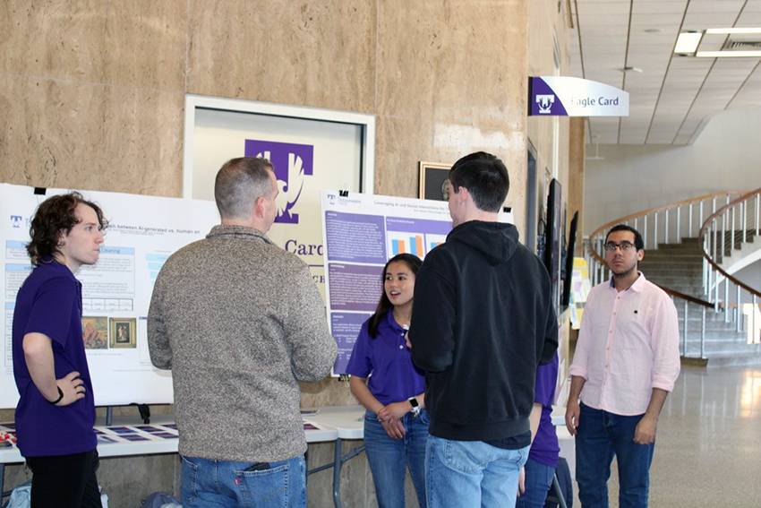 Students and faculty display AI related research posters in the Roaden University Center (RUC) lobby during AI Week @ Tech. Students and faculty display AI related research posters in the Roaden University Center (RUC) lobby during AI Week @ Tech.