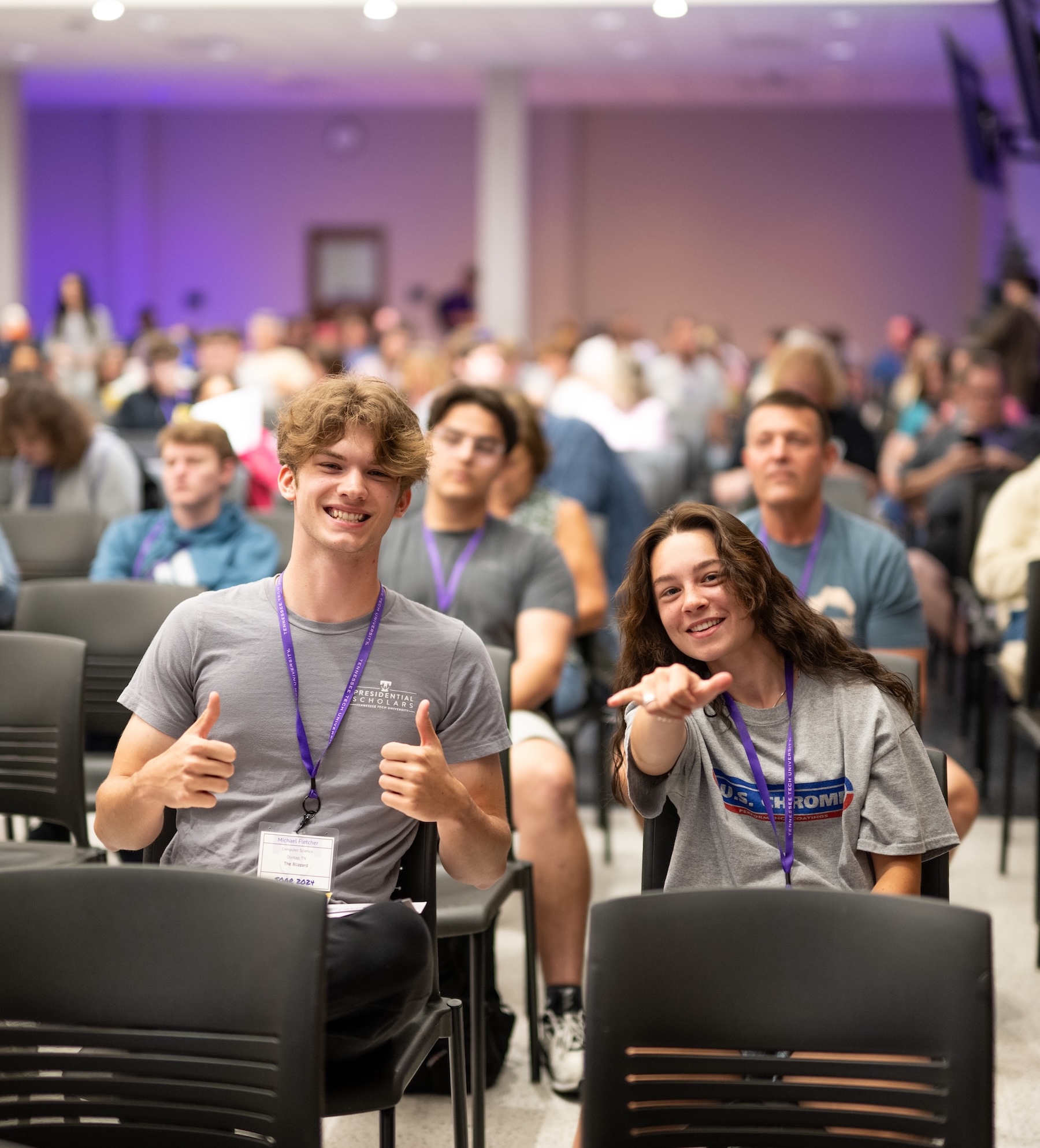 Students attending orientation