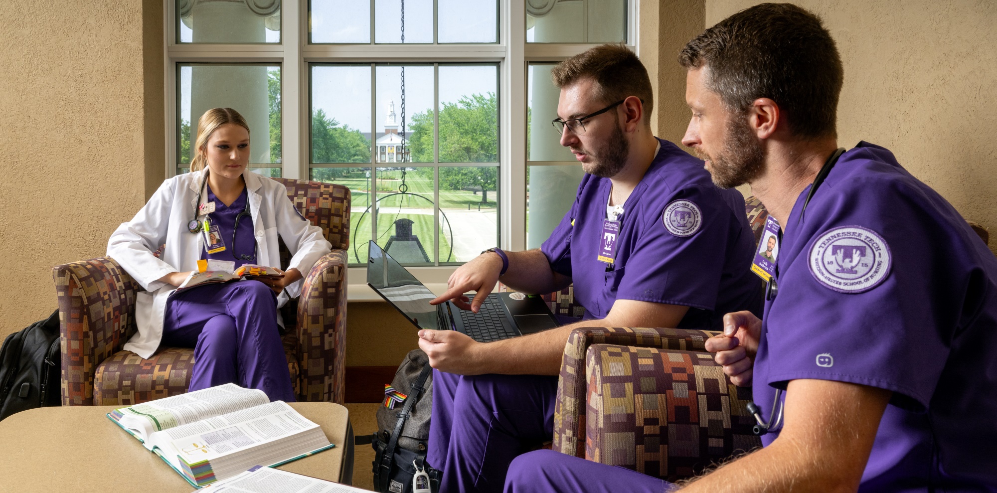 Nursing students studying