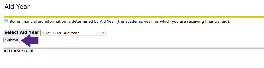 Aid Year Selection