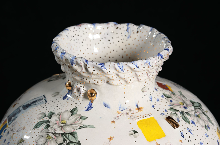 close up of a clay jar