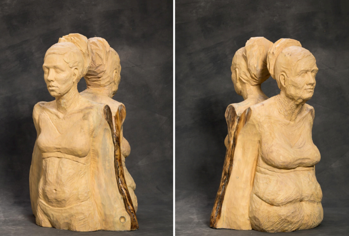 wood carving of a woman