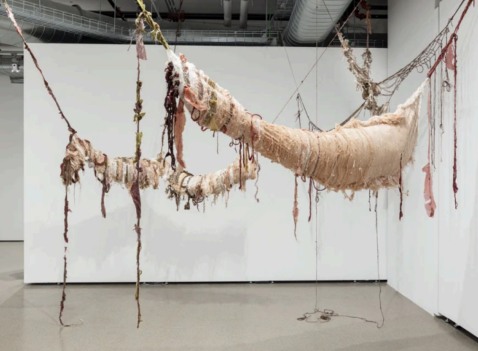 hanging fiber sculpture