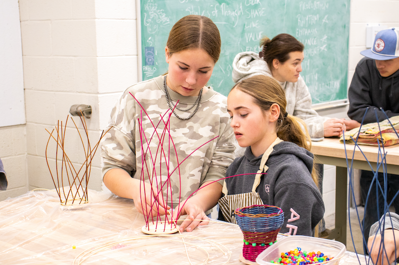 children making baskets