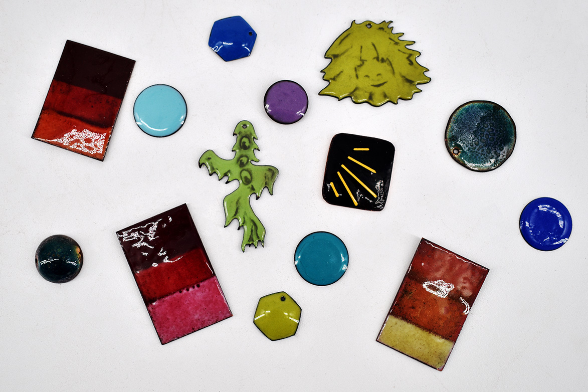 Finished enamel pieces