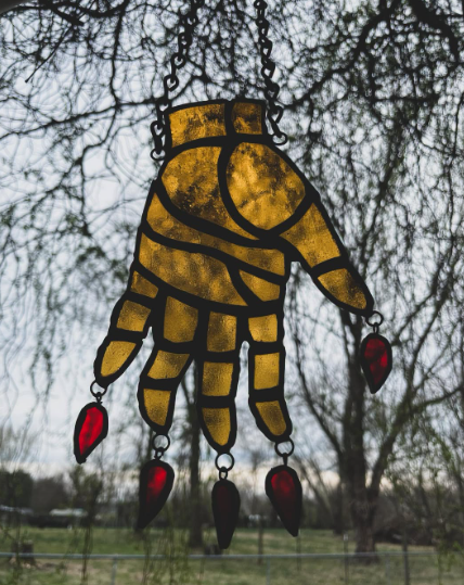 stained glass hand