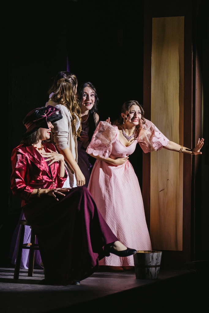 Into the Woods Cinderella, Cinderells's Step-Mother played by Madeline Mass, and Step-Sisters Florinda, played by Emily Franklin and Lucinda, played by Hannah Rockensock