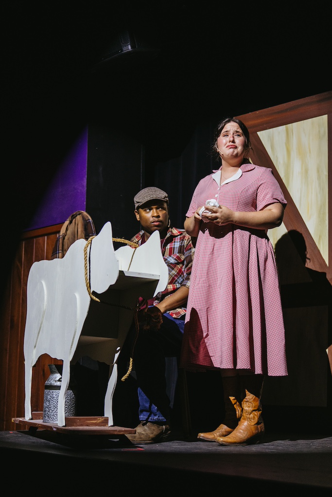 Into The Woods: Jack, milky white cow, and Jack's mother in their cottage