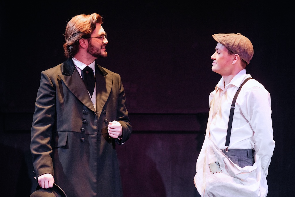 Dr. Gibbs adn Joe Crowell Jr. of Our Town on stage at the Backdoor Playhouse 