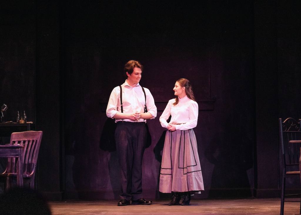 George Gibbs and Emily Webb of Our Town on stage at the Backdoor Playhouse 