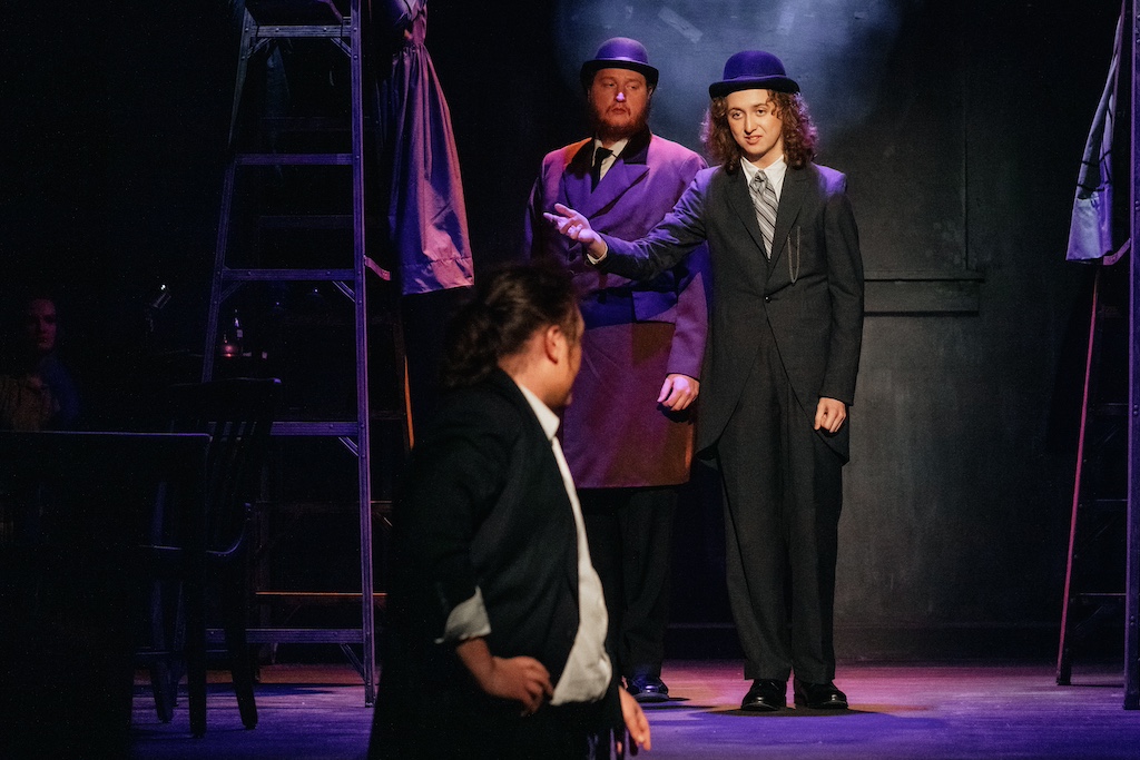 Simon Stimson, Constable Warren and Mr. Webb of Our Town on stage at the Backdoor Playhouse 