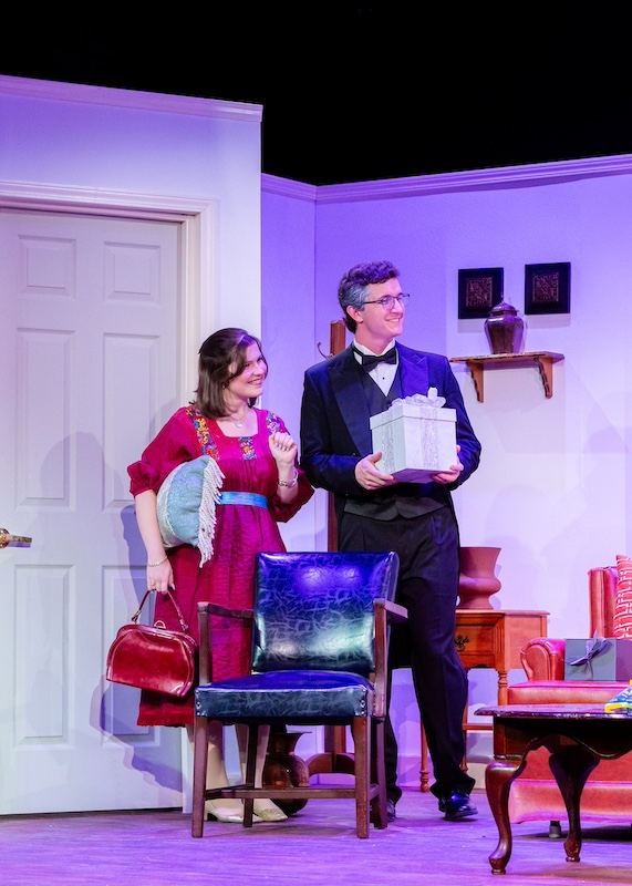Perry Rogers and Colby Davis cast of Rumors on stage at the Backdoor Playhouse