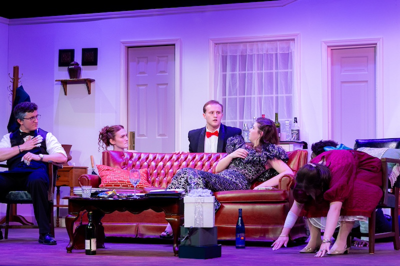 Perry Rogercast of Rumors on stage at the Backdoor Playhouse