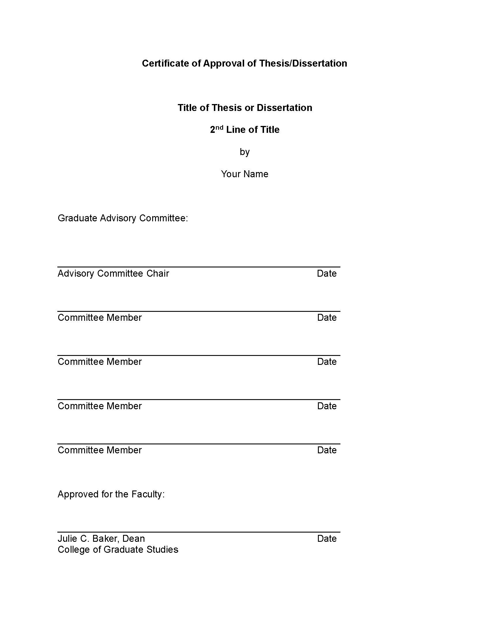 Example of Certificate of Approval