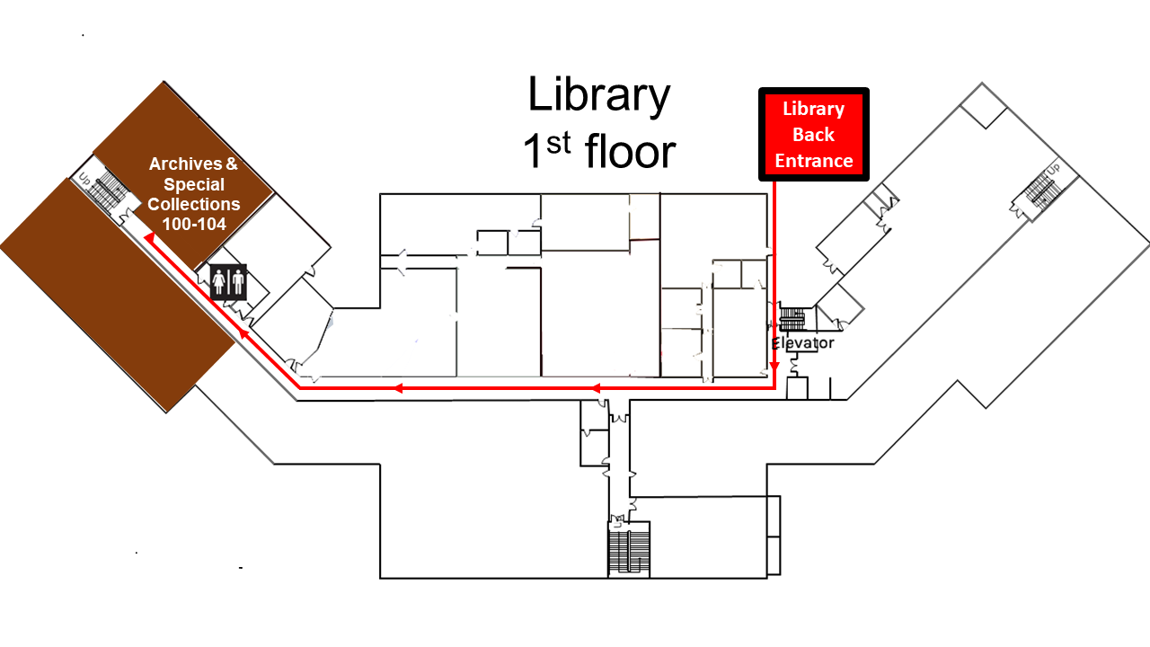 The map shows the layout of the first floor and where archives is on the left.