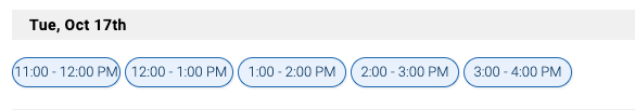 Screenshot of the Navigate360 Appointment Bubble Options for Selecting an Appointment Day and Time
