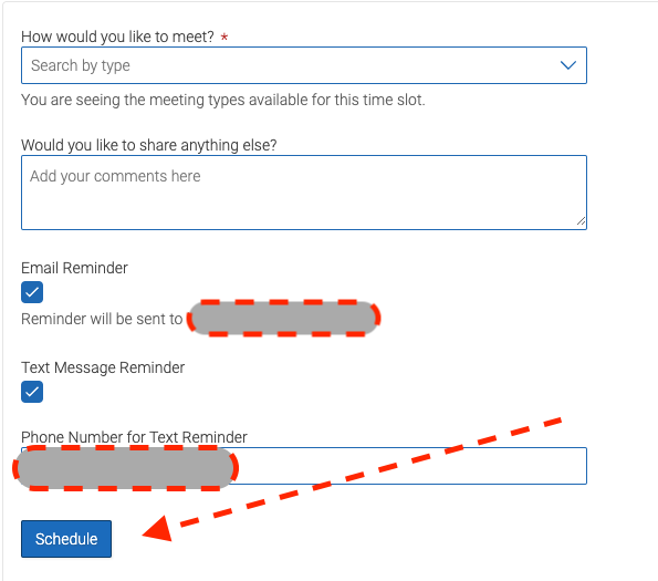 Screenshot of the Schedule Apointment Button within Navigate360