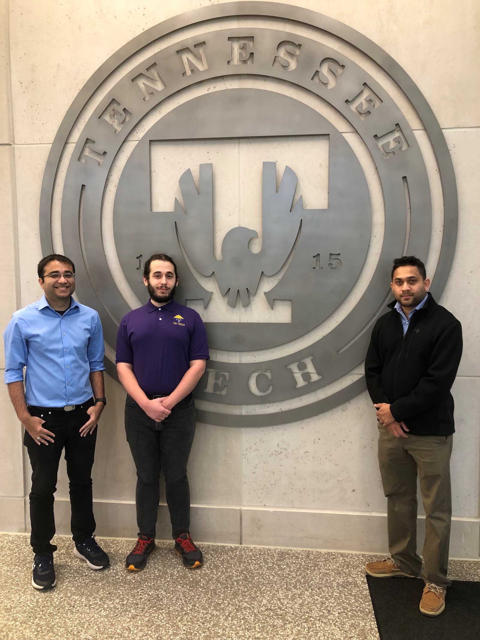 Pictured, from left are Gourab Bhattacharya, assistant professor of earth sciences, and Kyle Murphy and Ranil Gurusinghe, assistant professors of chemistry.