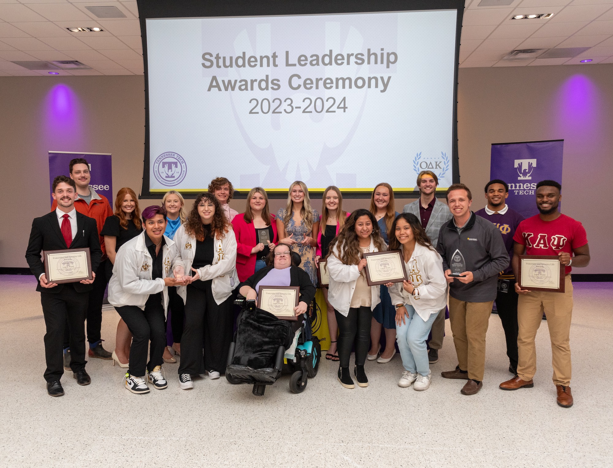 Award recipients at Tennessee Tech's 2024 Student Leadership Awards