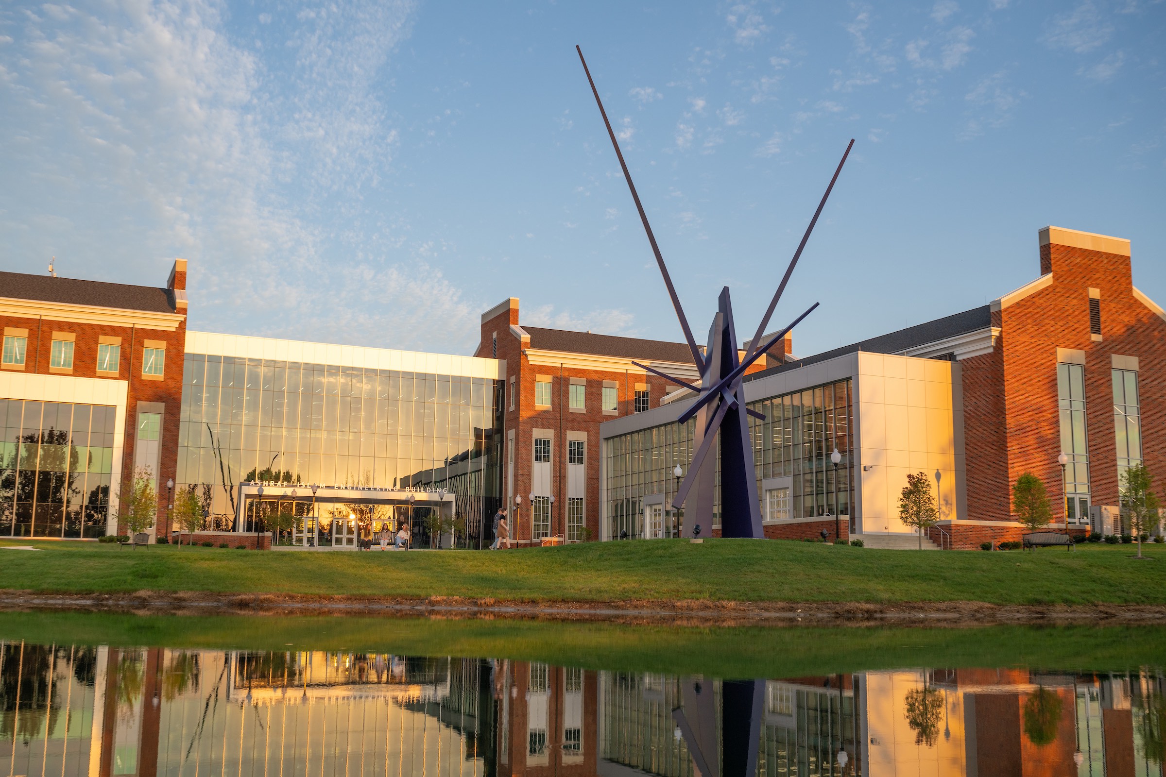 An exterior view of the university's state-of-the-art Ashraf Islam Engineering Building.