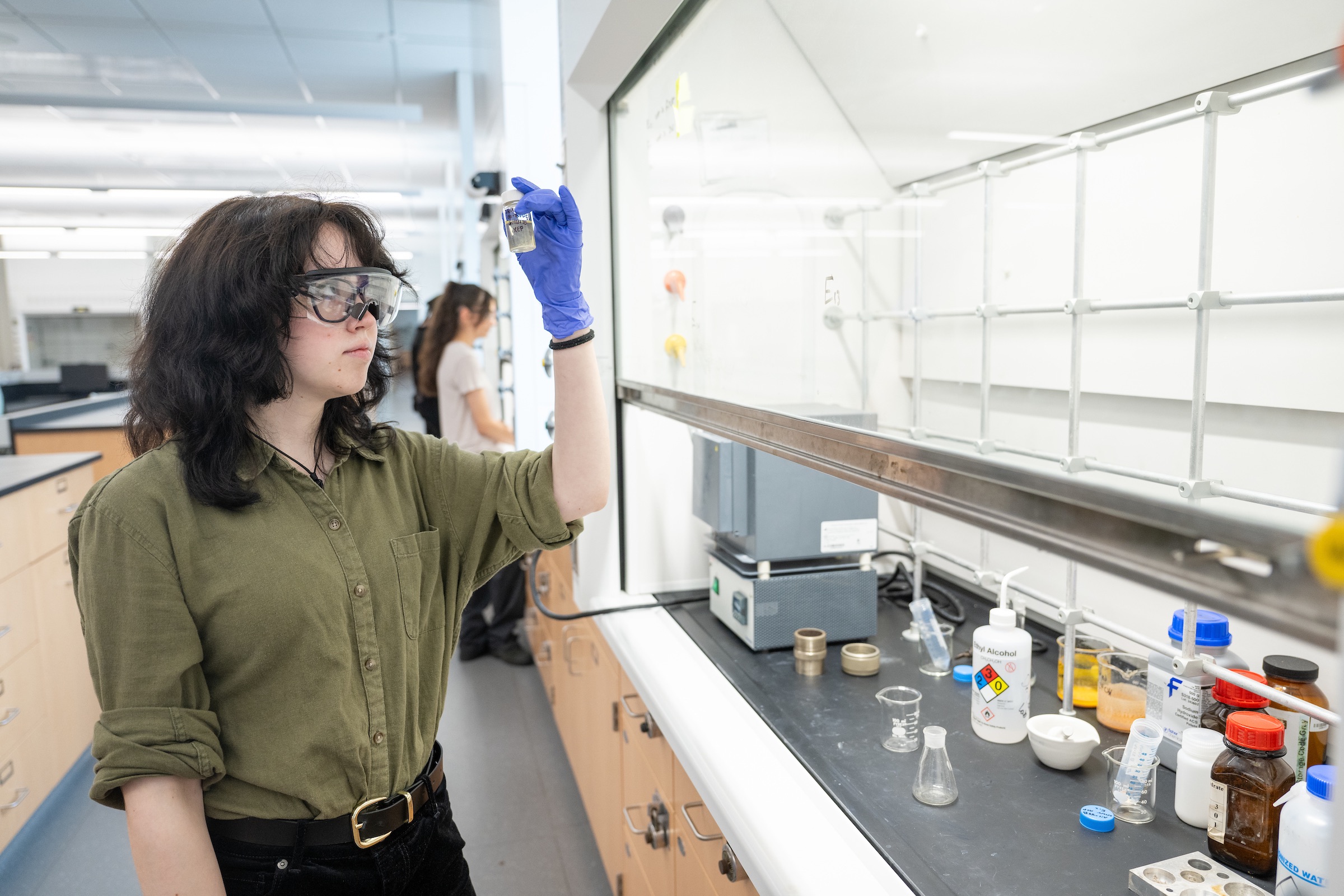 Tennessee Tech chemistry student Xander Pike conducts an experiment in a university lab in preparation for this summer’s partnership with Oak Ridge National Lab on a Department of Energy grant to work on a specific way to separate and purify Promethium-147, which is used in energy, industry and national security roles.