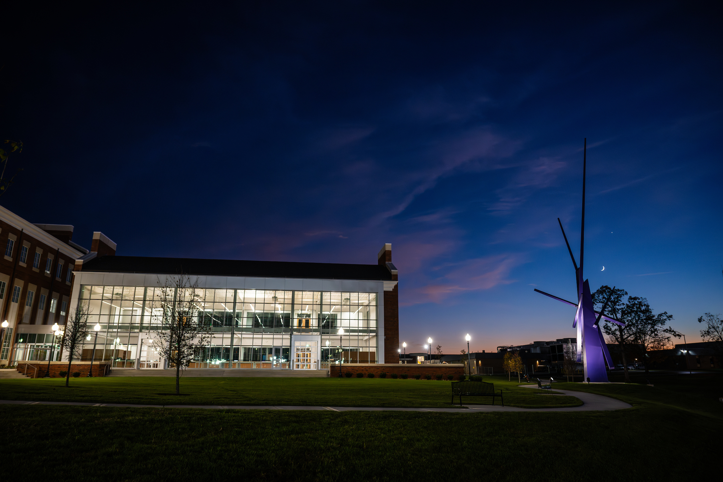 the ashraf islam engineering building at night