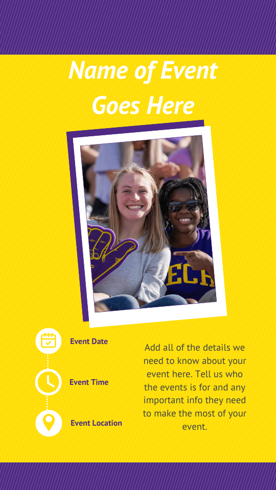 Example of a Campus Event Instagram story graphic in Canva.