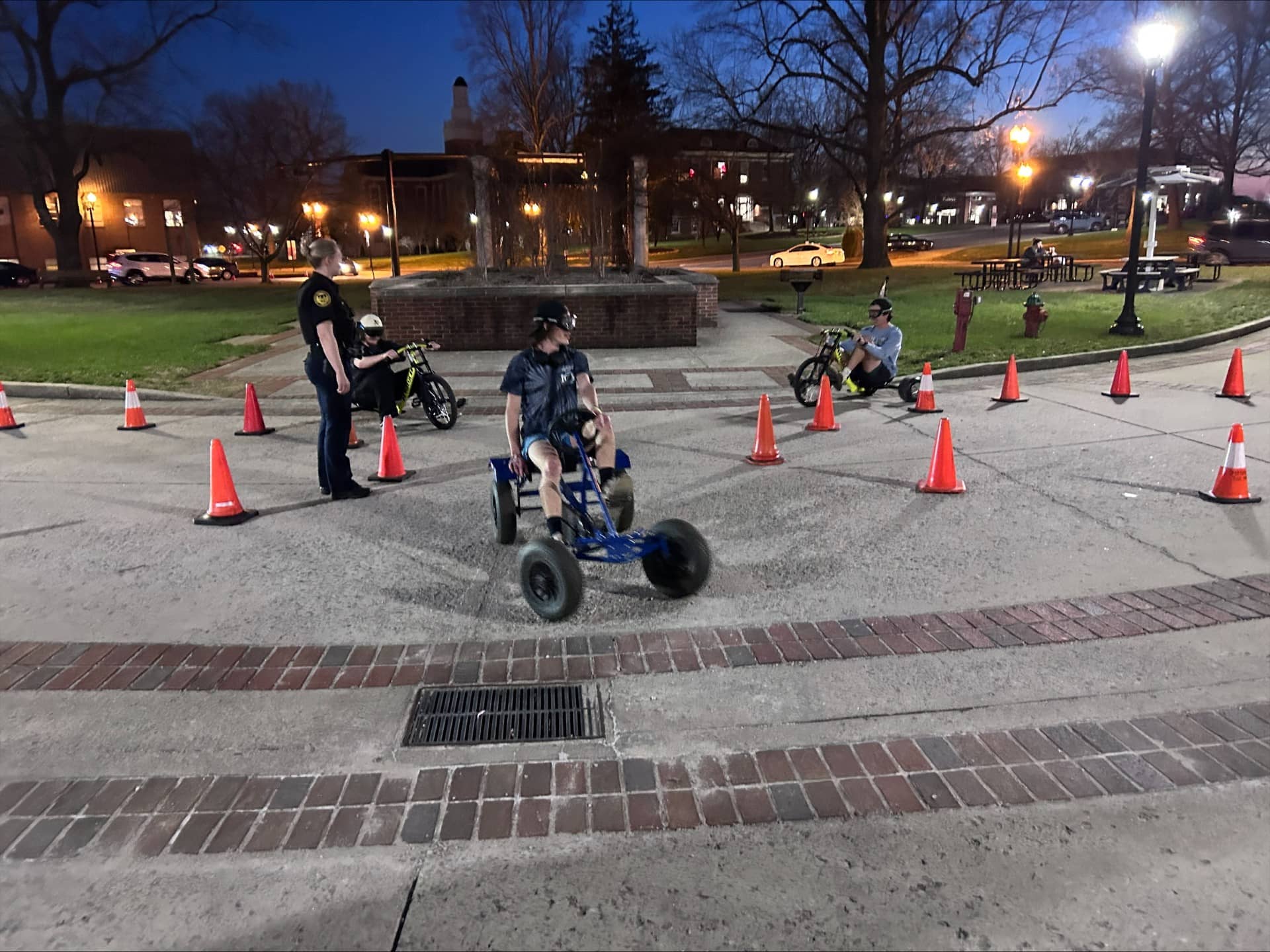 Officers Lewis, Beaty, and Dale lead an interactive alcohol and drug awareness program for New Hall South residents.