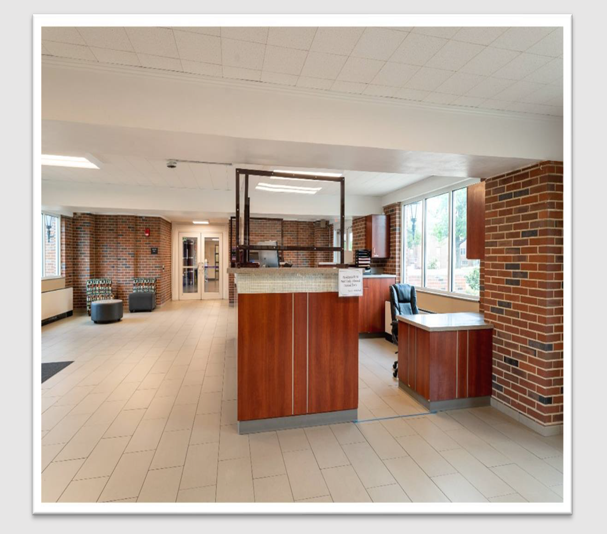 Help desk in residential hall lobby