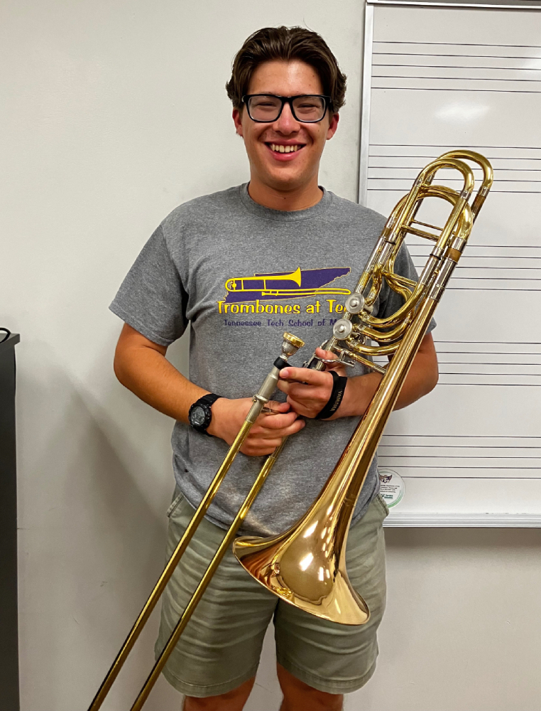 Jack Seger with his trombone