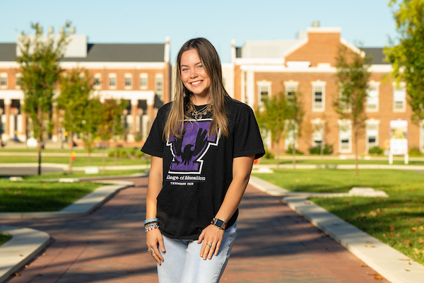 Sarah Waites on Tech's campus.