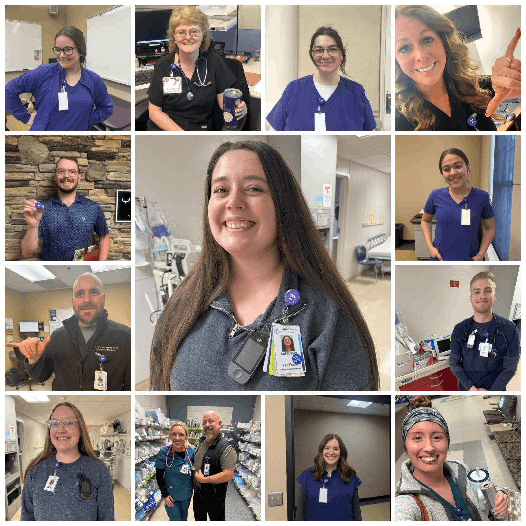 Collage of images of nursing alumni in their badges in celebration of National Nurses Week